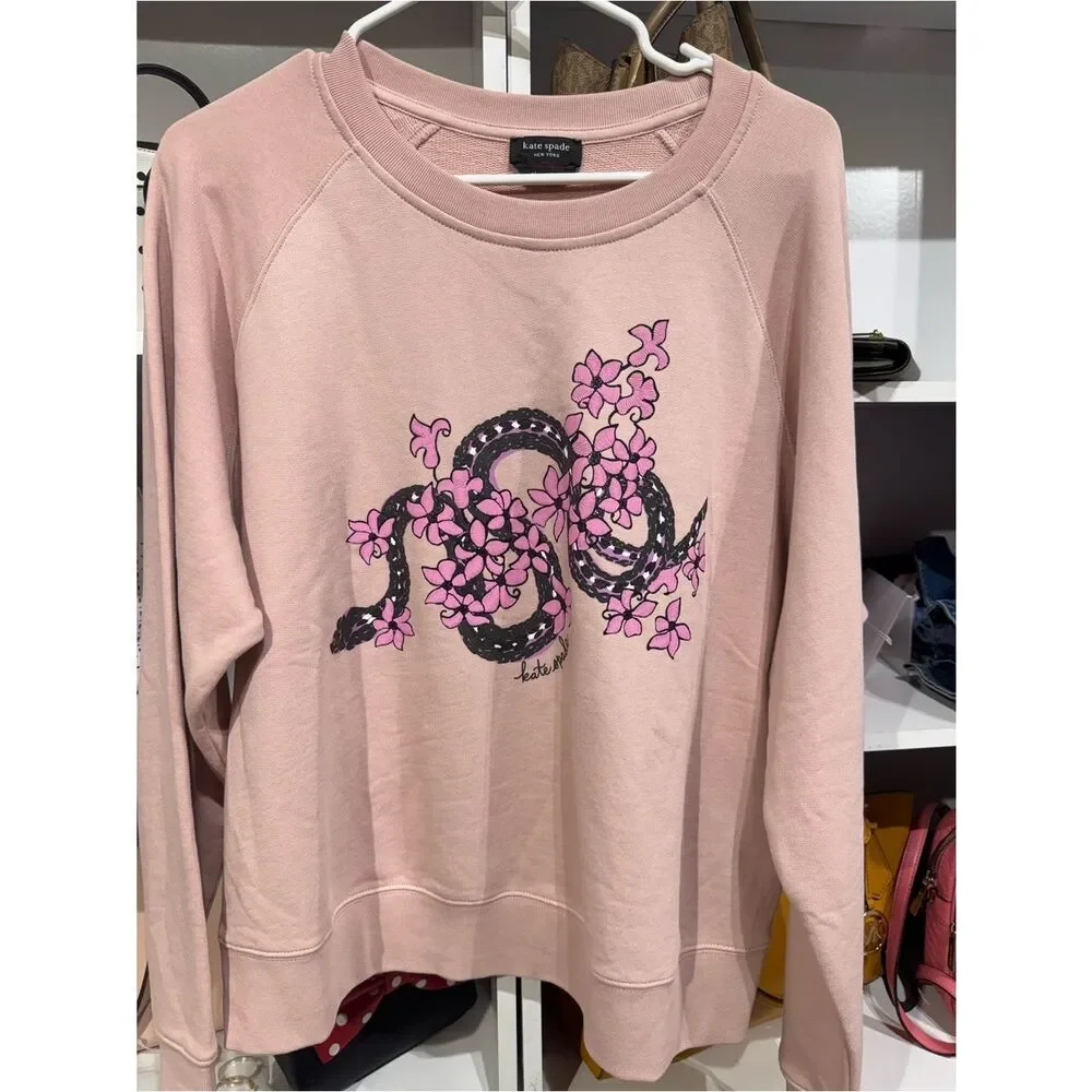 0007. kate spade Pink Floral Snake Graphic Sweatshirt